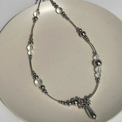 Titanium steel Beads Chain Necklace Choker Jewelry for Women and Girls