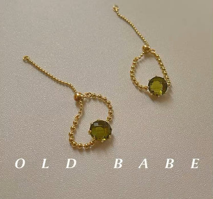 MoJone French Chic Gold-plated Adjustable Green Crystal Ring for Female