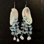 Natural Seashell Earrings, Boho Style Beach Earrings,Ocean Pearl Shell Earrings,Crystal glass bead, Dangling Earrings for Women blue/red