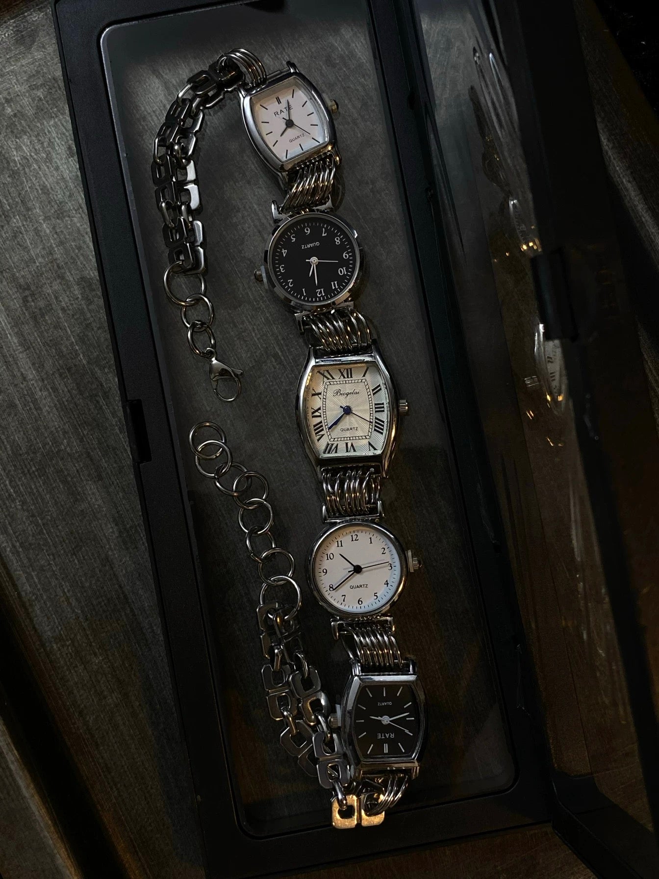 Vintage Punk Multicolor 5-Clock Watch Choker Necklace, Customizable Choker Necklace.