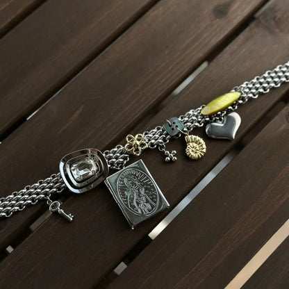 Vintage Titanium Steel Handmade Necklace Choker Alloy Pendant Jewelry Gift for Women