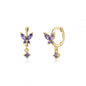 Vibrant Multicolored Zirconia Butterfly Hoop Earrings