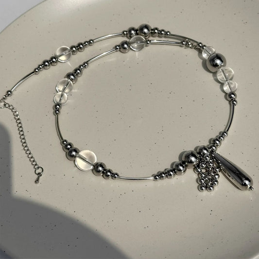Titanium steel Beads Chain Necklace Choker Jewelry for Women and Girls