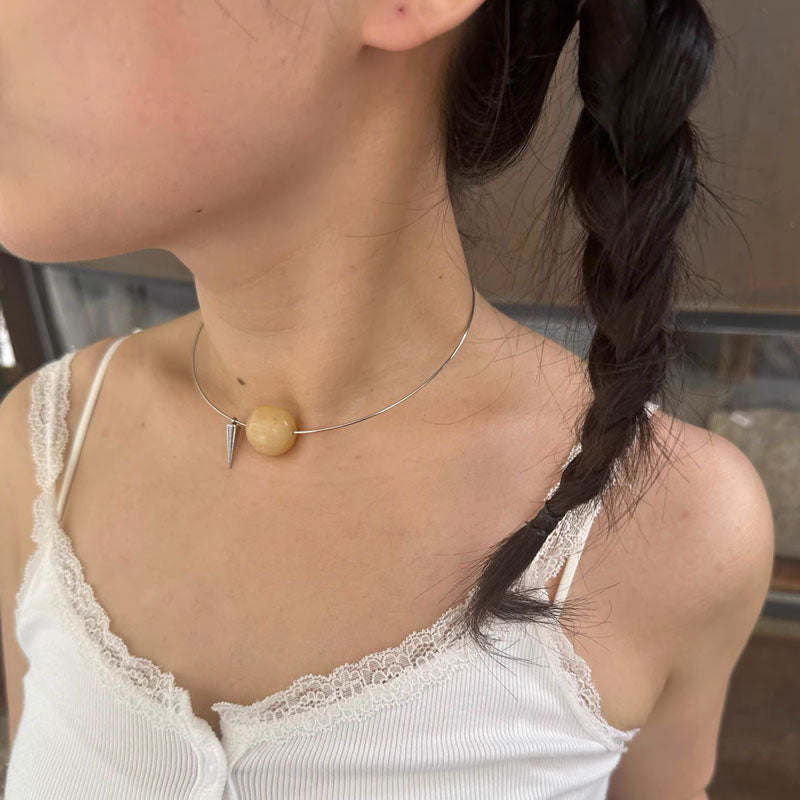 Natural Jade Collar Round Stone Peant Choker Natural Jade Jewelry for Women