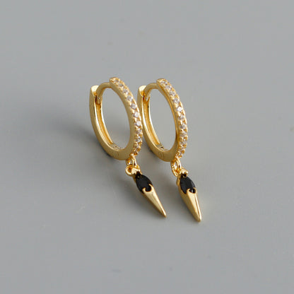 Elegant s925 Sterling Silver Hoop Earrings with Marquise Gemstones & Diamond Accents