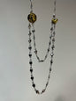 Punk Layered Planet Bowed Choker Love Freshwater Pearl Necklace, Vintage Cross and Love Style, Unique Choker