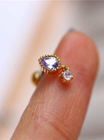 Mermaid Tear Drop Earrings, Vintage Small Baroque, Alloy & Crystal, Ear Cuff Studs 1.2mm