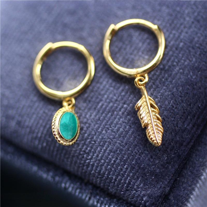 Bohemian Feather Ear Cuff, Vintage Stackable Snake Ear Cuff, Round Hoop Earrings, Minimalist 925 Silver