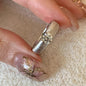 Vintage Pulled Zircon Pearl Ring, Women's Open Band, Stackable Minimalist Jewelry