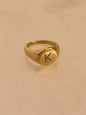 Delicate Sparkling Ring with Pearl, Floral Design, K-Gold Plated Twisted Geometry