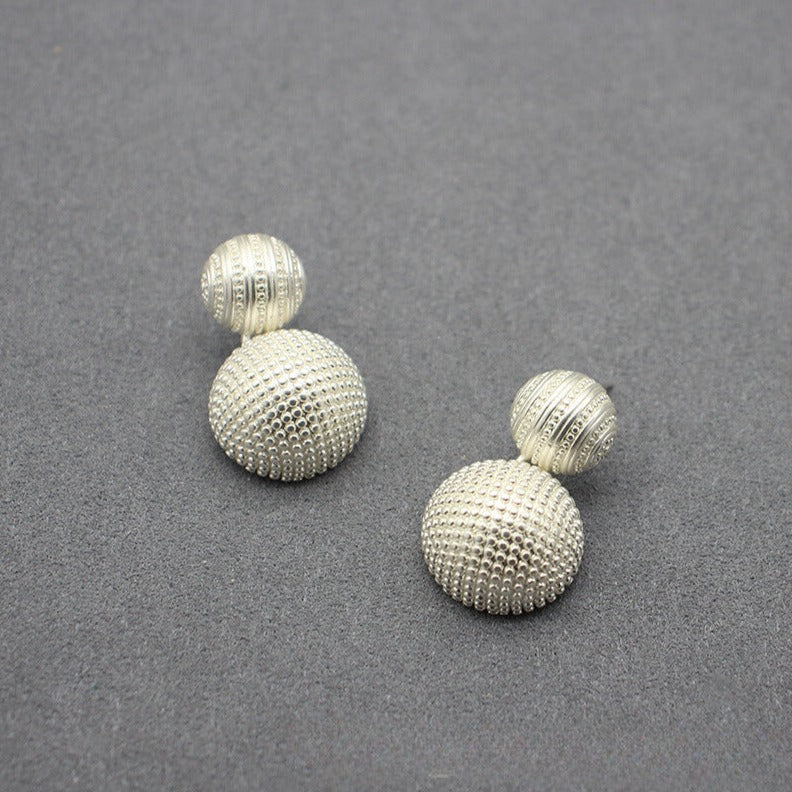Sophisticated Brushed Sphere Earrings ‘Wish Upon a Ball’ Textured Silver Finish, Versatile Accessory for Everyday Chic and Special Events