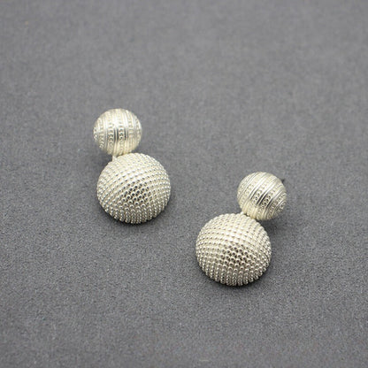 Sophisticated Brushed Sphere Earrings ‘Wish Upon a Ball’ Textured Silver Finish, Versatile Accessory for Everyday Chic and Special Events