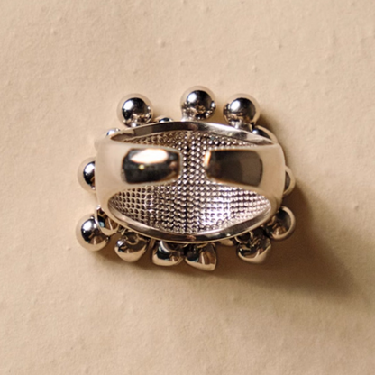Heart Beaded Ring for Index Finger, S925 Sterling Silver Ring, Unique Personality Open Ring for Women