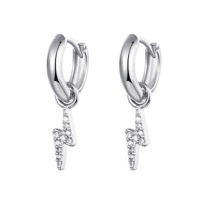 Elegant Zirconia Diamond-Like Charm Hoop Earrings