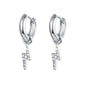 Elegant Zirconia Diamond-Like Charm Hoop Earrings