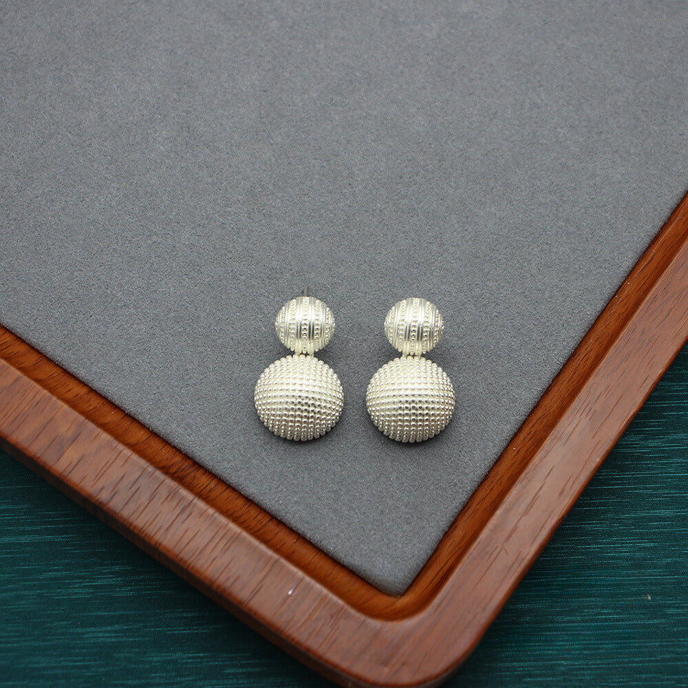 Sophisticated Brushed Sphere Earrings ‘Wish Upon a Ball’ Textured Silver Finish, Versatile Accessory for Everyday Chic and Special Events