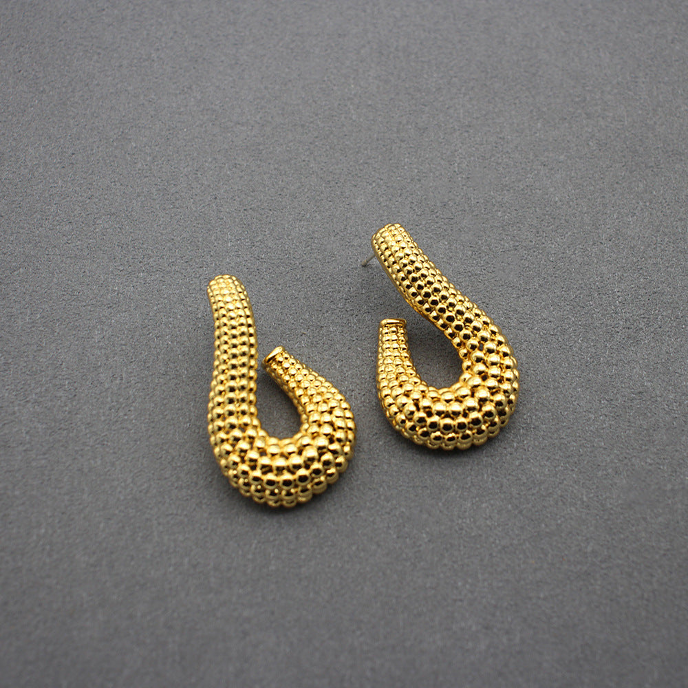 Gold Studs Modern Elegant Jewelry for Everyday Glamour Unique Textured Design Earpieces