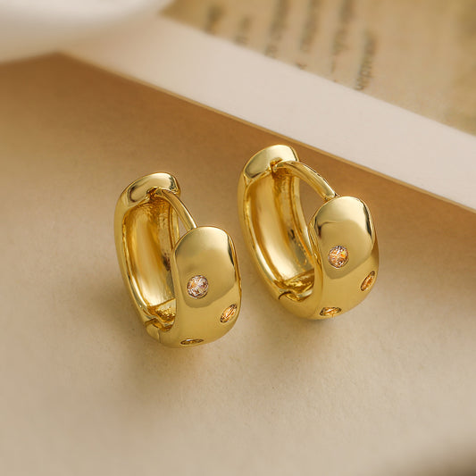 Eco-Luxe Gold-Plated Copper Mini Hoop Earrings Pair with Zircon Accents
