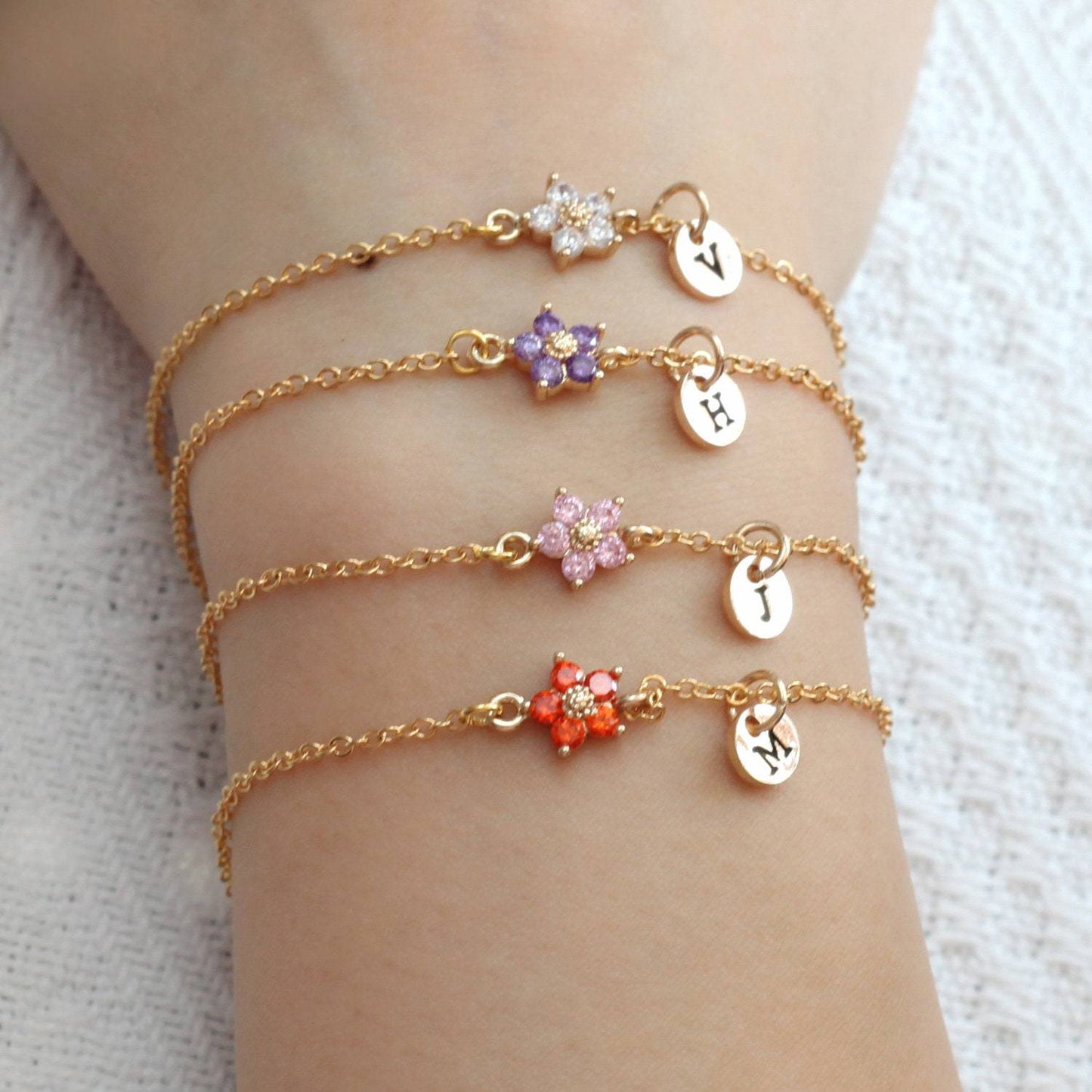 Zodiac Birth Flower Charm Bracelets