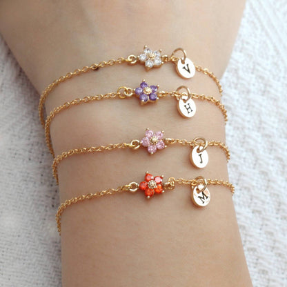 Zodiac Birth Flower Charm Bracelets