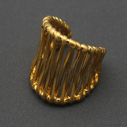 Handcrafted Artisan Gold-Toned Wire-Wrapped Statement Rings - Unique Fashion Accessory for Casual Chic, Bohemian Styles & Elegant Occasions