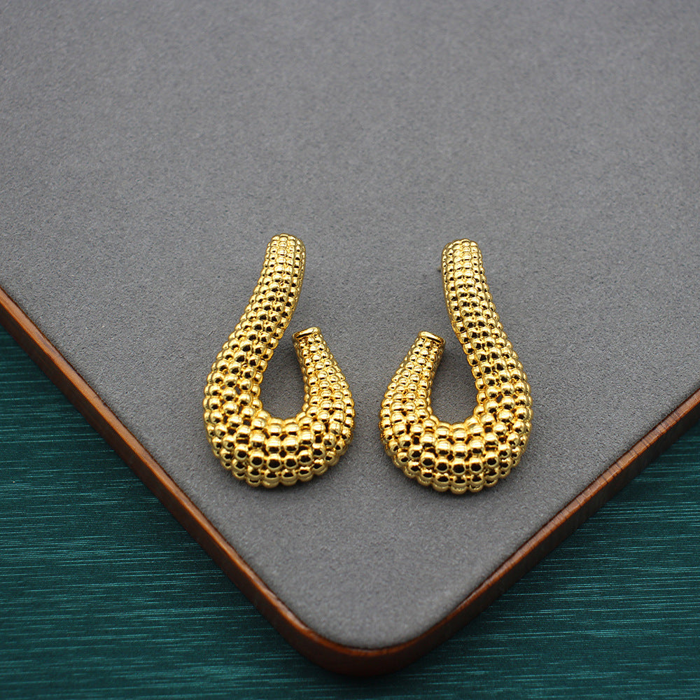 Gold Studs Modern Elegant Jewelry for Everyday Glamour Unique Textured Design Earpieces