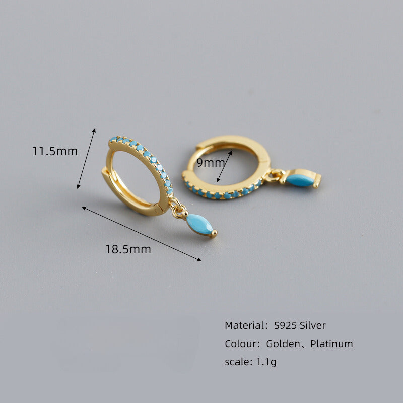 Elegant Multicolor Marquise Gemstone S925 Sterling Silver Hoop Earrings