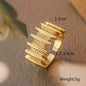 Elegant Geo 18K Gold-Plated Copper Ring with Zircon Detailing,Adjustable Statement Ring for Woman