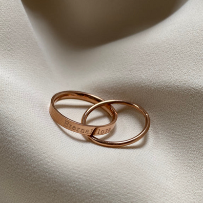Chic and Personalized Double-Layered Titanium Steel Interlocking Eternal Love Ring for Women