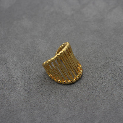 Handcrafted Artisan Gold-Toned Wire-Wrapped Statement Rings - Unique Fashion Accessory for Casual Chic, Bohemian Styles & Elegant Occasions