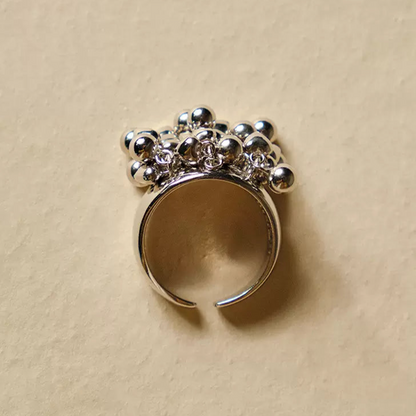 Heart Beaded Ring for Index Finger, S925 Sterling Silver Ring, Unique Personality Open Ring for Women