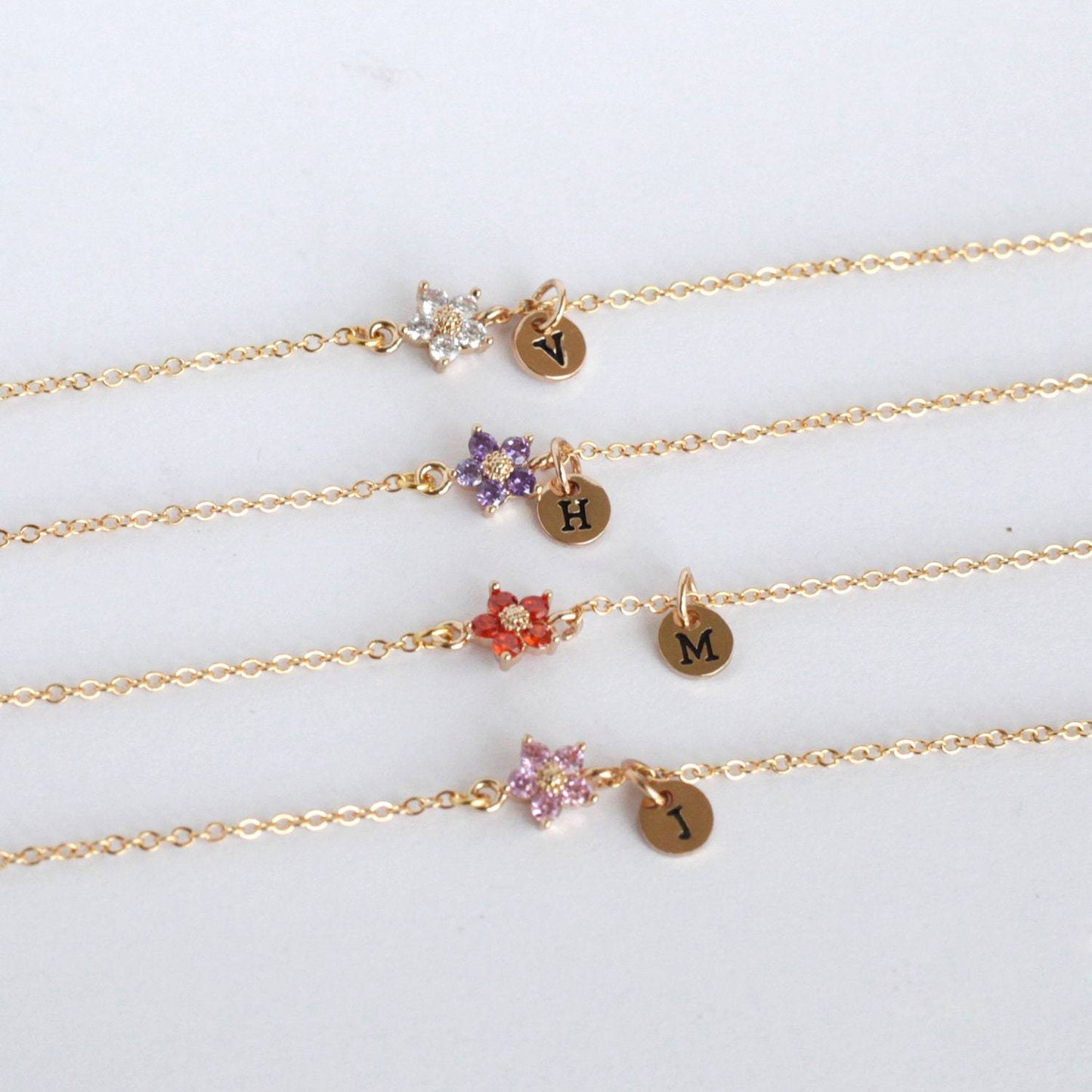 Zodiac Birth Flower Charm Bracelets