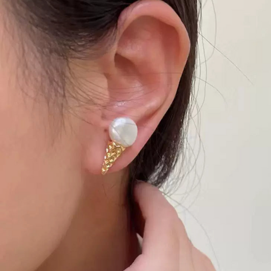 S925 Sterling Silver Earrings, DIY Pearl Accessories, Ice Cream Earrings for Women