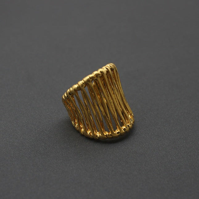 Handcrafted Artisan Gold-Toned Wire-Wrapped Statement Rings - Unique Fashion Accessory for Casual Chic, Bohemian Styles & Elegant Occasions
