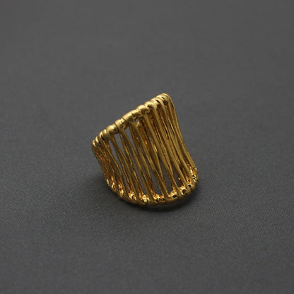 Handcrafted Artisan Gold-Toned Wire-Wrapped Statement Rings - Unique Fashion Accessory for Casual Chic, Bohemian Styles & Elegant Occasions