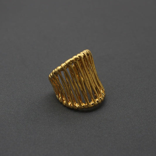 Handcrafted Artisan Gold-Toned Wire-Wrapped Statement Rings - Unique Fashion Accessory for Casual Chic, Bohemian Styles & Elegant Occasions