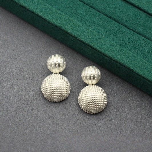 Sophisticated Brushed Sphere Earrings ‘Wish Upon a Ball’ Textured Silver Finish, Versatile Accessory for Everyday Chic and Special Events