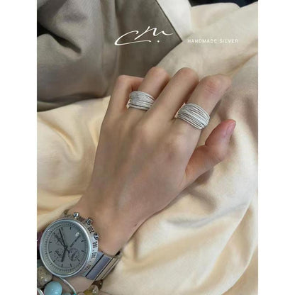 Sleek Line Art Adjustable Ring – Modern Open-End Fashion Jewelry