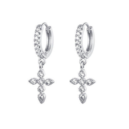 Elegant Zirconia Diamond-Like Charm Hoop Earrings
