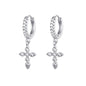 Elegant Zirconia Diamond-Like Charm Hoop Earrings