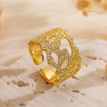 Gold-Plated Adjustable Vintage Ring, Trendy Chic Statement Ring for Women