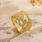 Gold-Plated Adjustable Vintage Ring, Trendy Chic Statement Ring for Women