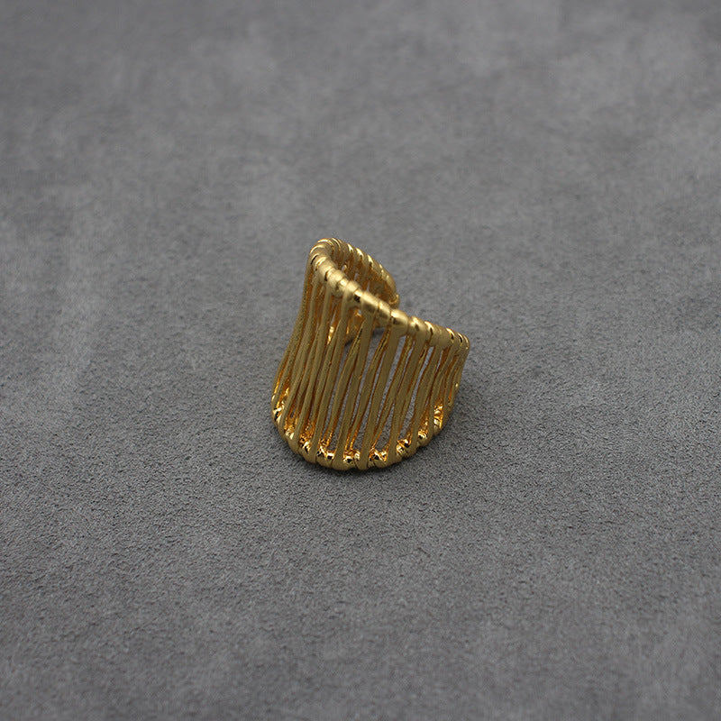 Handcrafted Artisan Gold-Toned Wire-Wrapped Statement Rings - Unique Fashion Accessory for Casual Chic, Bohemian Styles & Elegant Occasions