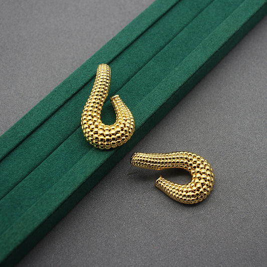 Gold Studs Modern Elegant Jewelry for Everyday Glamour Unique Textured Design Earpieces