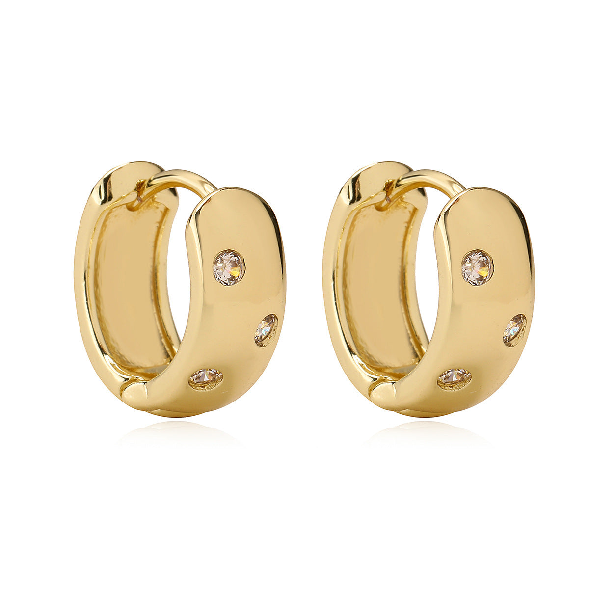Eco-Luxe Gold-Plated Copper Mini Hoop Earrings Pair with Zircon Accents