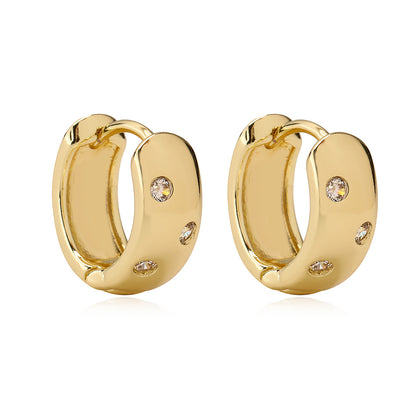 Eco-Luxe Gold-Plated Copper Mini Hoop Earrings Pair with Zircon Accents