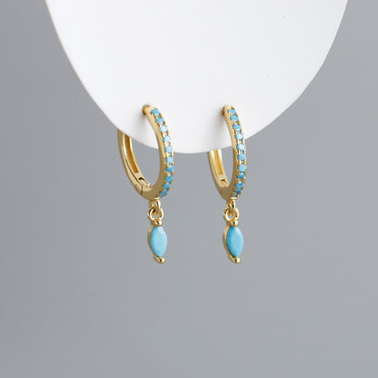 Elegant Multicolor Marquise Gemstone S925 Sterling Silver Hoop Earrings