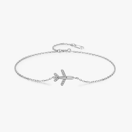 S925 Sterling Silver Necklace with Paper Plane Charm Bracelet, Silver chain bracelets for women