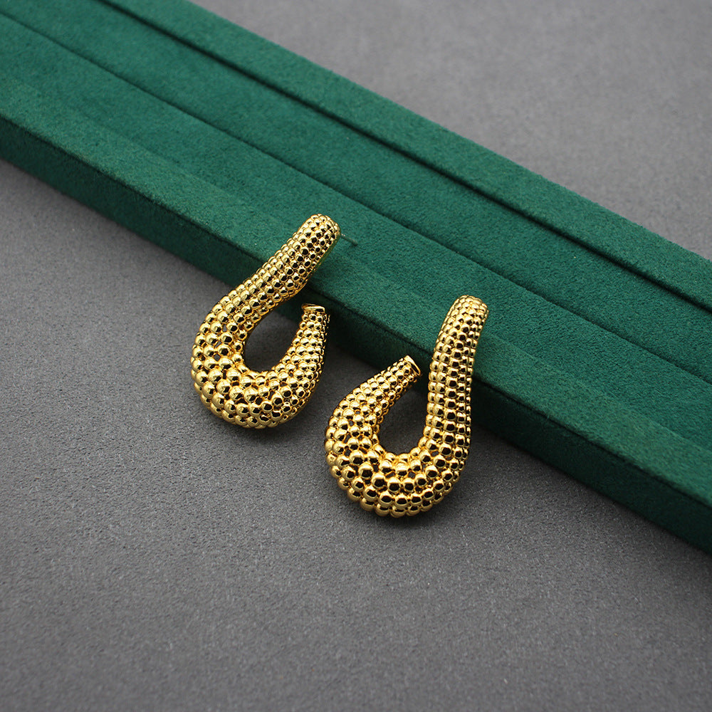 Gold Studs Modern Elegant Jewelry for Everyday Glamour Unique Textured Design Earpieces