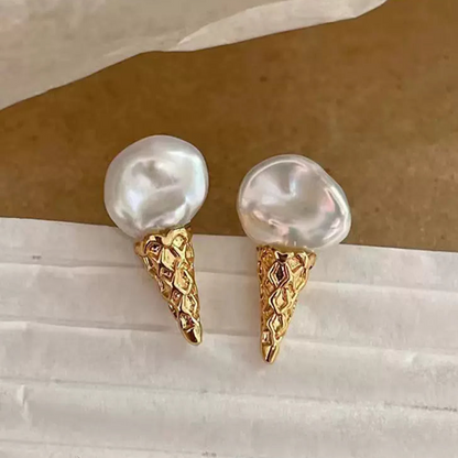 S925 Sterling Silver Earrings, DIY Pearl Accessories, Ice Cream Earrings for Women
